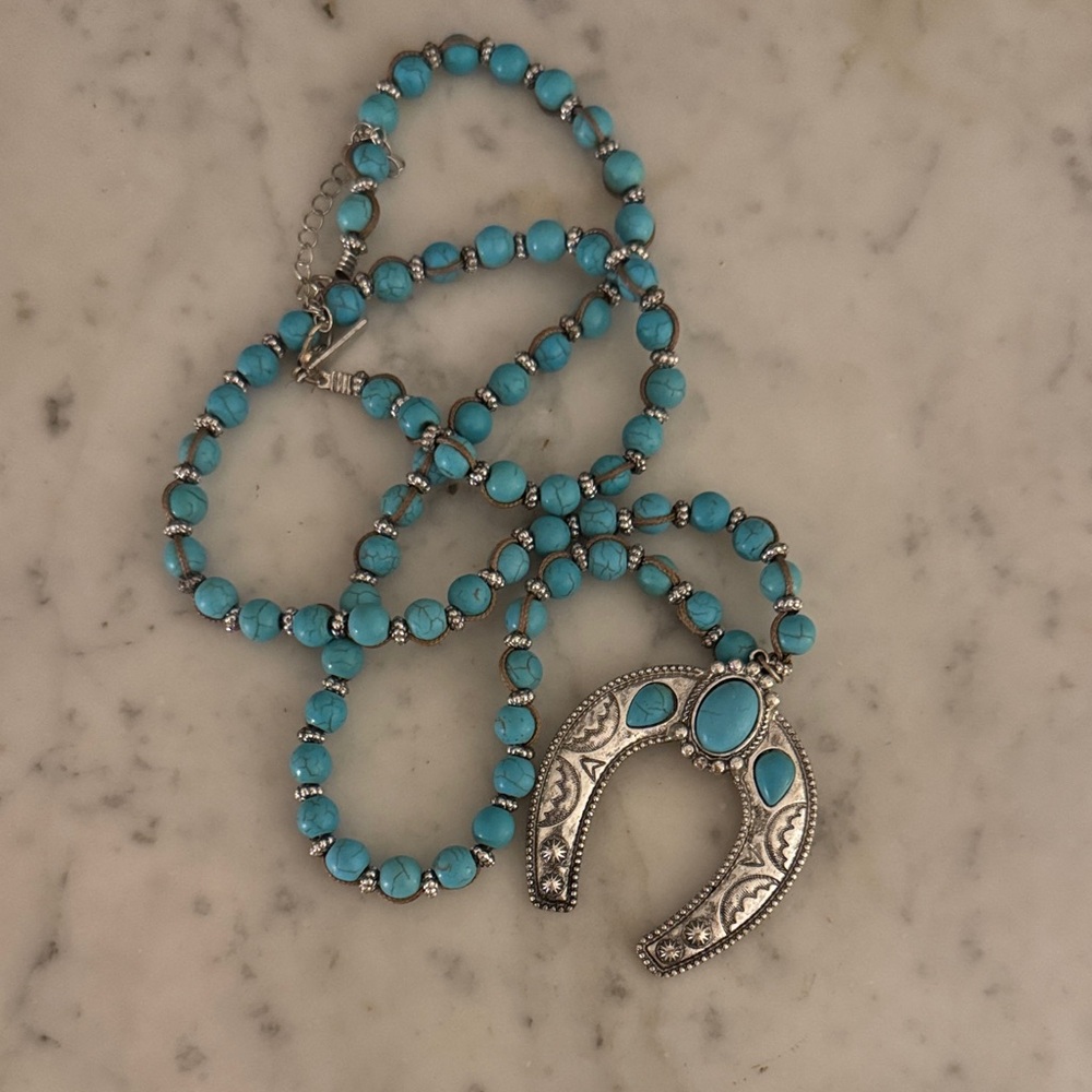 Idyllwind Silver Necklace with Turquoise Beads